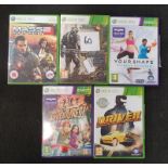 A collection of five Xbox 360 games to include Driver San Francisco and Mass Effect 2 (REF 60)