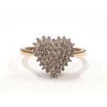 A 9ct gold heart shape diamond 0.25point ring, Size L. (Ref WP)