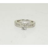 (950) Platinum 0.38ct Diamond ring, Size J, 6.3g.