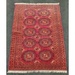 Vintage red patterned carpet.