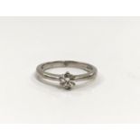 18 carat white gold diamond solitaire ring - 0.33ct. Size P.