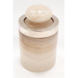 A lidded Alabaster Pot with silver mount.
