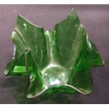 Green glass handkerchief vase.