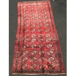 Torkaman quality rug repetitive design red and blue 285 by 117cm