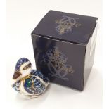 Royal Crown Derby sitting duckling paperweight gold stopper boxed