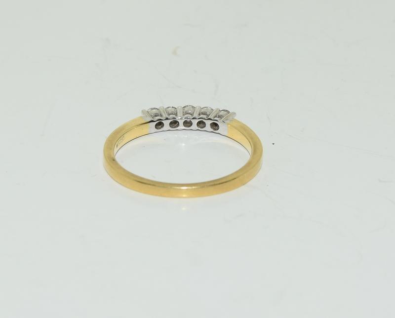 Approx 0.4ct Diamond five stone on 18ct gold Size M. - Image 3 of 3