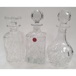 A Royal Albert Crystal Decanter together with two other crystal decanters.