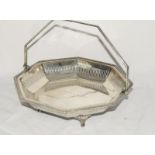 Silver hallmark octagonal 4 foot centre bowl with a raised handle
