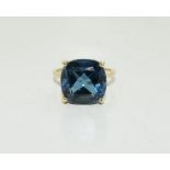 A 9ct London blue topaz ring, Size K.