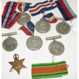 Misc World War II medals together with the coronation medal inc France Germany star
