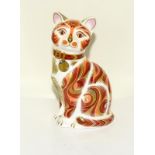 A Royal Crown Derby sitting cat with gold stopper,Jock V1 of chartwell Ltd edition 100 of 750