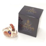 Crown Derby paperweight swimming duckling gold stopper boxed