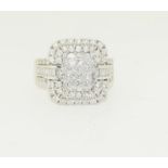 An 18ct white gold diamond ring, approx 2cts, size Q.