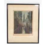 An Original framed coloured etching by Frederick Hans Haagensen (1877-1943) The Venice Canal.