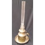 Brass hurricane lamp - 38cm tall.