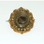 Antique Victorian Hair mourning memorial brooch.