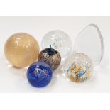 A collection of 6 paperweights to include Caithness and Isle of Wight.