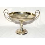 A silver hallmark twin handled centre table taza