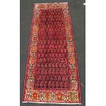 Hamedan Runner repetitive design blue and cream 290 by 110cm