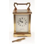 Mapping and Webb brass carriage clock with key