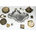 Art nouveau sterling silver pin tray together with white metal and another Curios