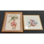 Two Victorian style embroideries, framed and glazed 48x52cm and 51x70cm.