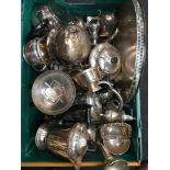 Large quantity of silver plate items.