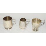 3 silver hallmark christening mugs