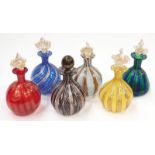 6 murano glass coloured perfume bottles
