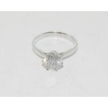 An 18ct white gold single stone diamond ring of 2.1cts.