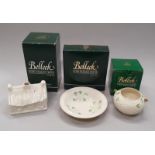 Three items of boxed Belleek China.