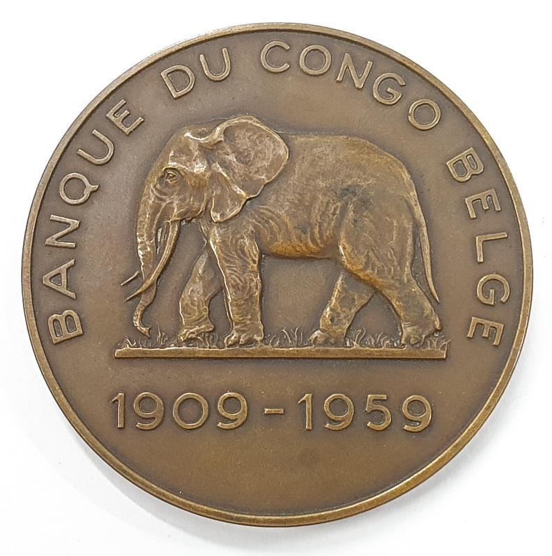 Bank De Congo Belge 1909-1959 coin Matadi 1909, 1959.