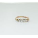 A 9ct gold ladies antique set five stone diamond ring, approx 0.5ct, Size Q.