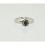 A 14ct white gold champagne dark brown diamond ring 1.02ct Size L 1/2