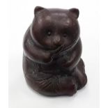 Chinese bronze panda eating bamboo 3.1 inches.