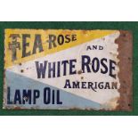 'Use Tea Rose and White Rose American Oil' enamel sign. 45 x 28cms.