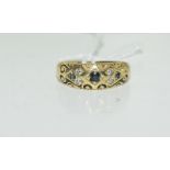 18ct gold vintage set ladies diamond and sapphire band ring size N