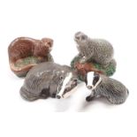 Beswick Three badgers and other.