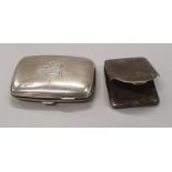 Silver cigarette case together with a silver match book - 84g.