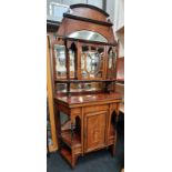 An Edwardian Mahogany inlaid mirror back dresser with boxwood inlay.