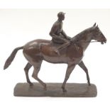 Bronze race horse and jockey trophy 30 cm high