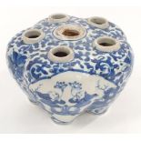 Oriental blue white 6 hole insence stand with Mark's to the base