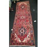 Azari long Runner medallion red and blue 355 x 110cm