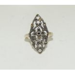 An Art Deco hall marked silver ring, Size N +