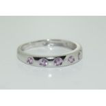 9ct ladies white gold pink sapphire ring size M
