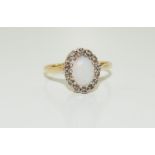 Australian opal and diamond 9ct gold dress ring, Size P.