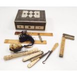 Misc. ivory and other items including a Micrometer, Brass London.