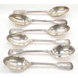 A set of six heavy solid silver kings pattern serving spoons.