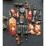 Large quantity of carved African and native figures