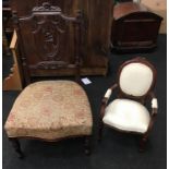 A mahogany bedroom chair and a mahogany dolls chair.